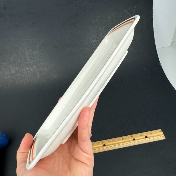 Vtg‎ Mark Buffalo USA Restaurant Ware Thin Rectangular Dish Decor Orange Brown - Picture 8 of 9